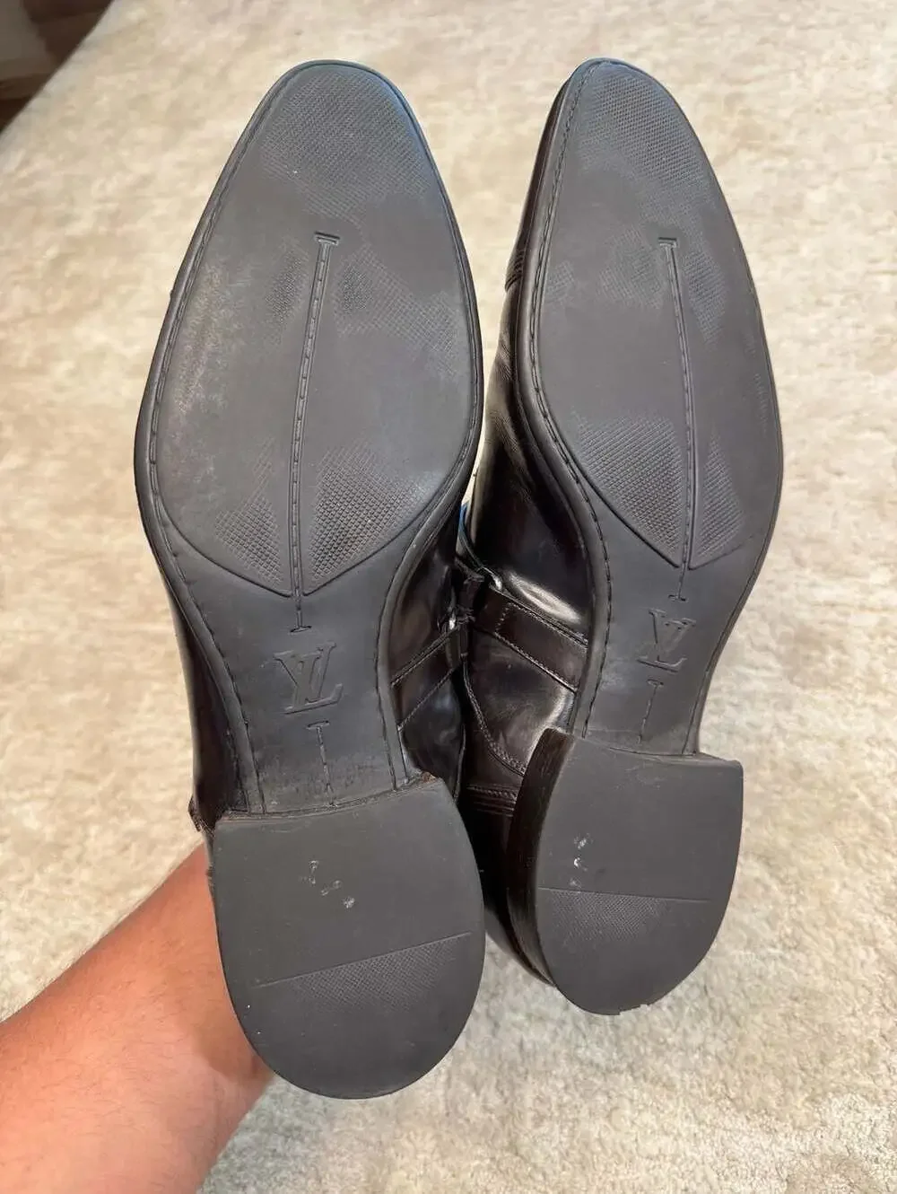 Louis Vuitton Men's Leather Double Monk Strap Dress Shoes
